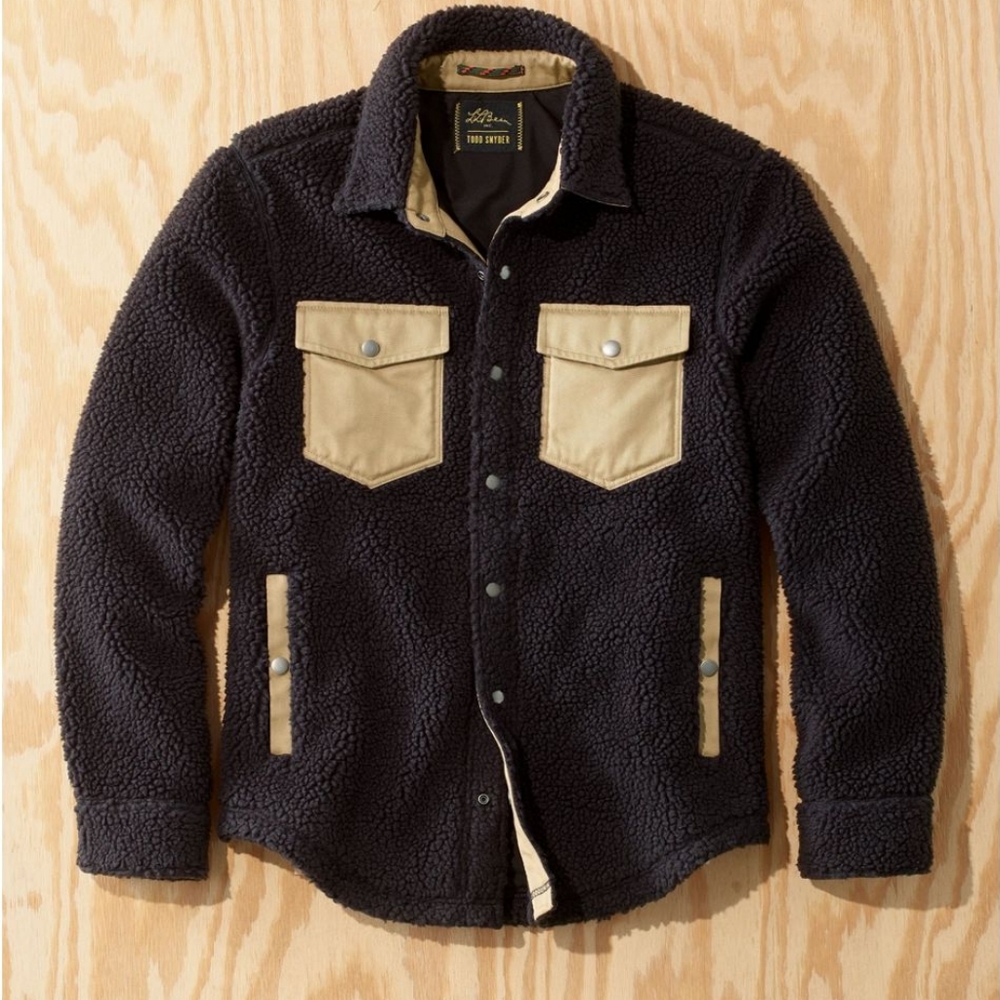 Todd Snyder x L.L Bean High Pile Sherpa Jacket Black and Tan NWT